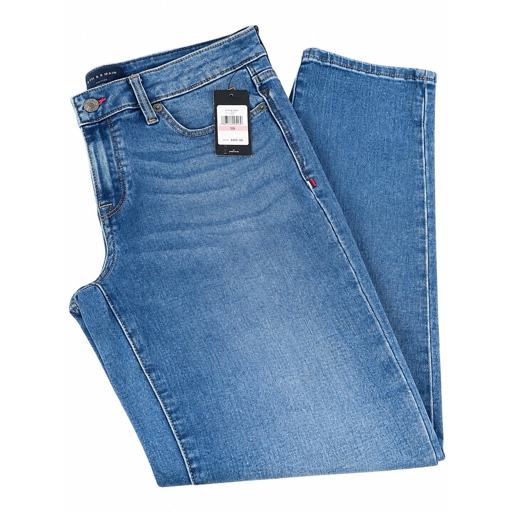 Tommy Hilfiger Womens Slim Straight Leg Jeans Medium Wash Petite Size 10P NWT
